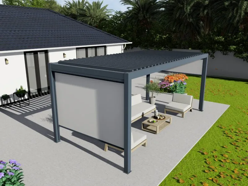 Lamellendach+grey+with Awing Lamellendach